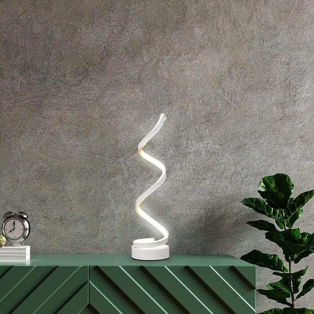 White Spiral Lamp on Table by Inoleds