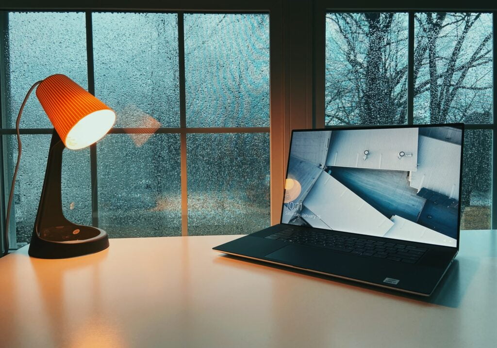 Laptop with lamp: Web Conference Lighting Tips