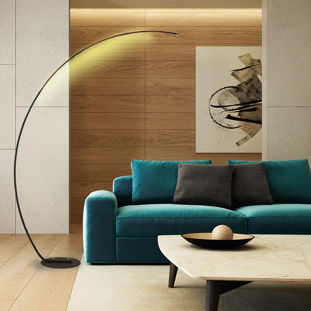 arched lamp in living room for a modern touch