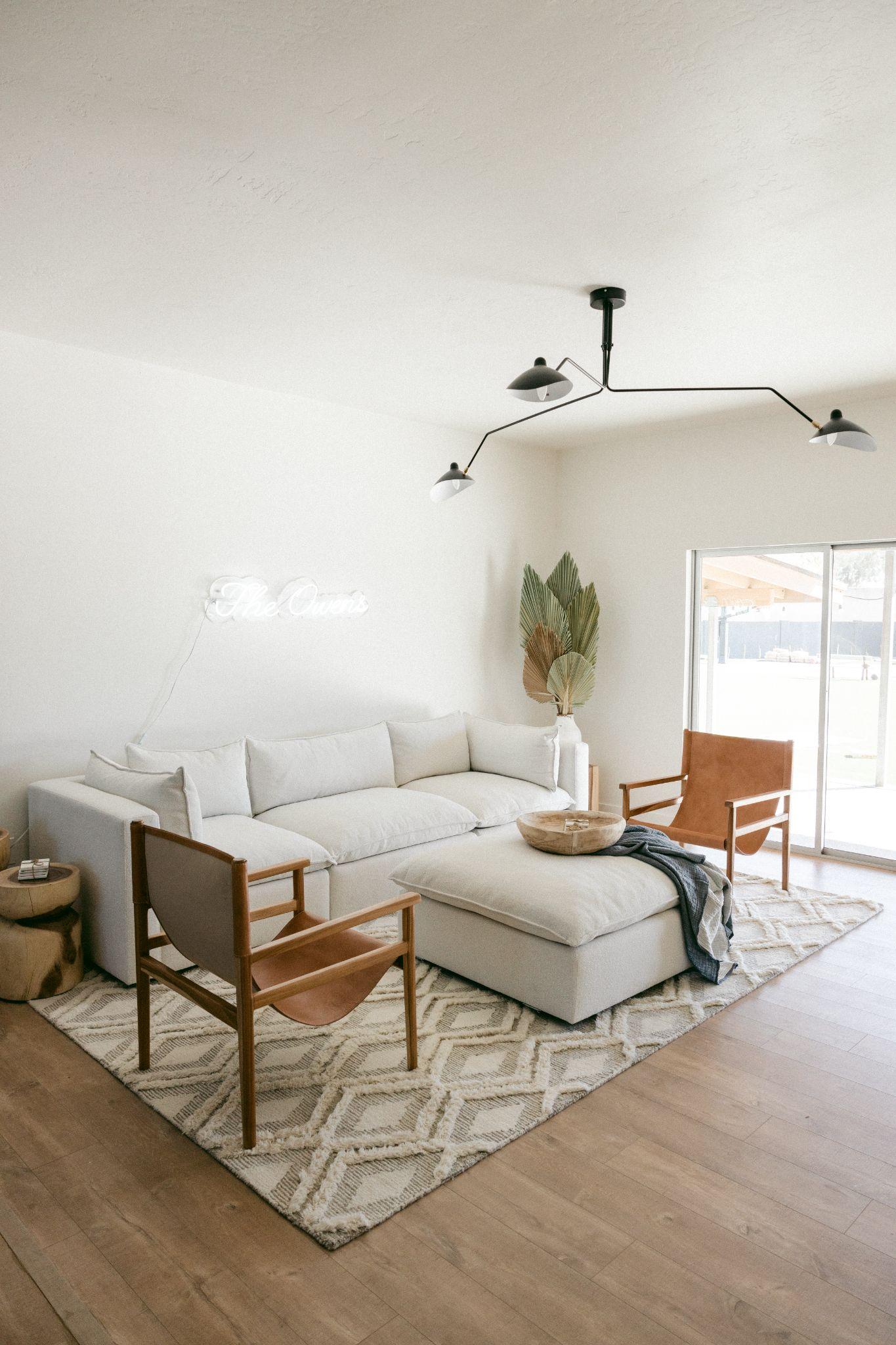 a functional minimalist living room