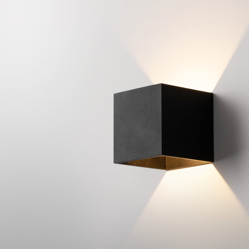black wall light cube
